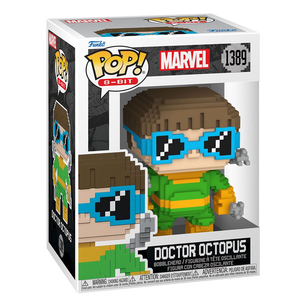 Figurine Funko POP! Marvel 8-Bit Doc Ock en boîte-fenêtre, vue de côté
