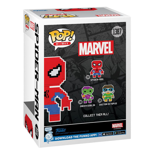 Figurine Funko POP! 8-Bit Spider-Man de profil, illustration du style rétro