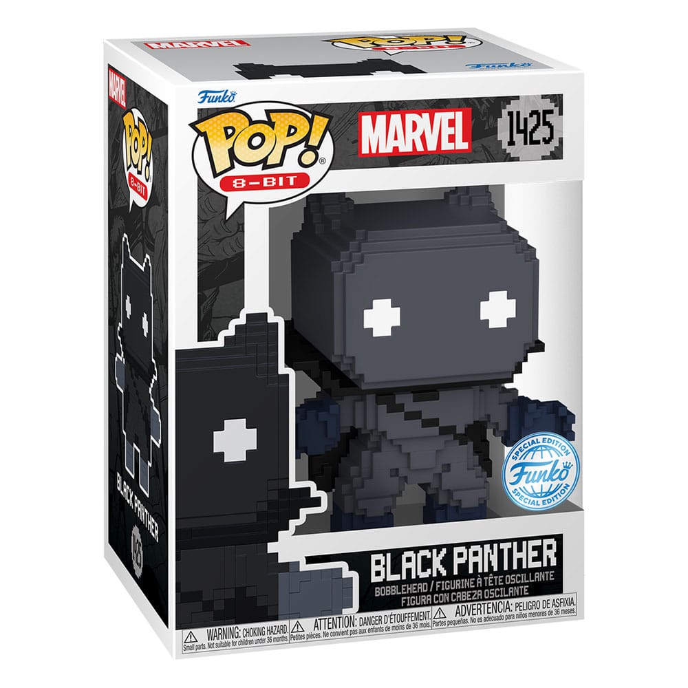 Détail de la figurine Funko POP! 8-Bit Black Panther, vue de face