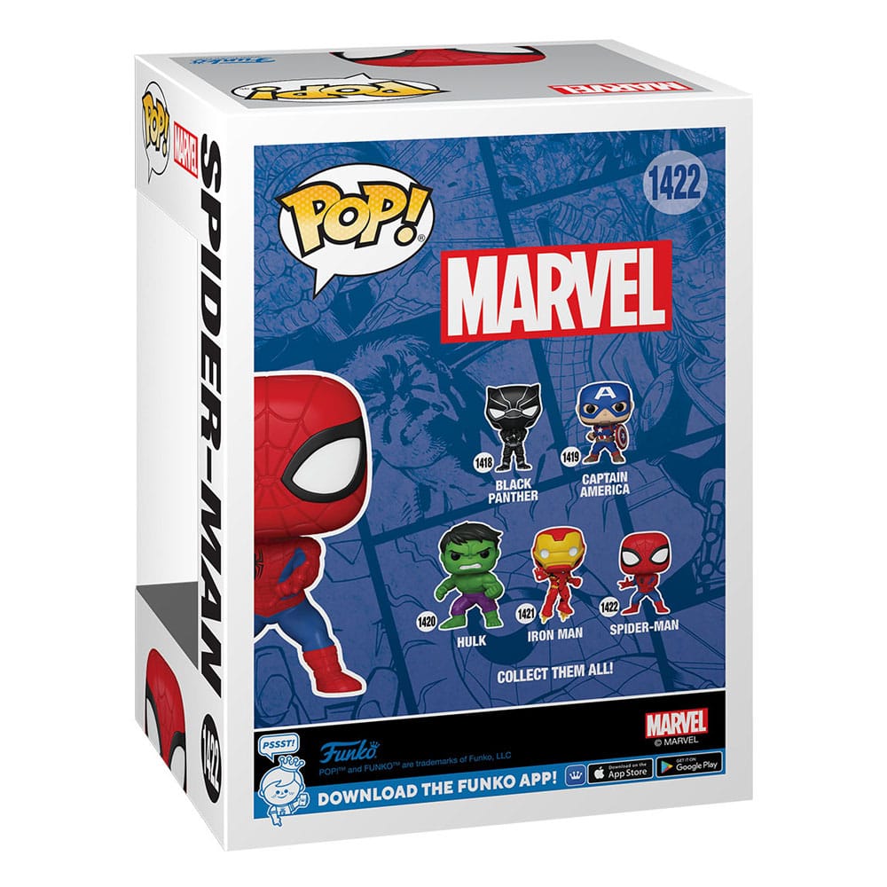 Détail de la figurine Funko POP! Spider-Man, montrant la qualité du vinyle et les couleurs vives