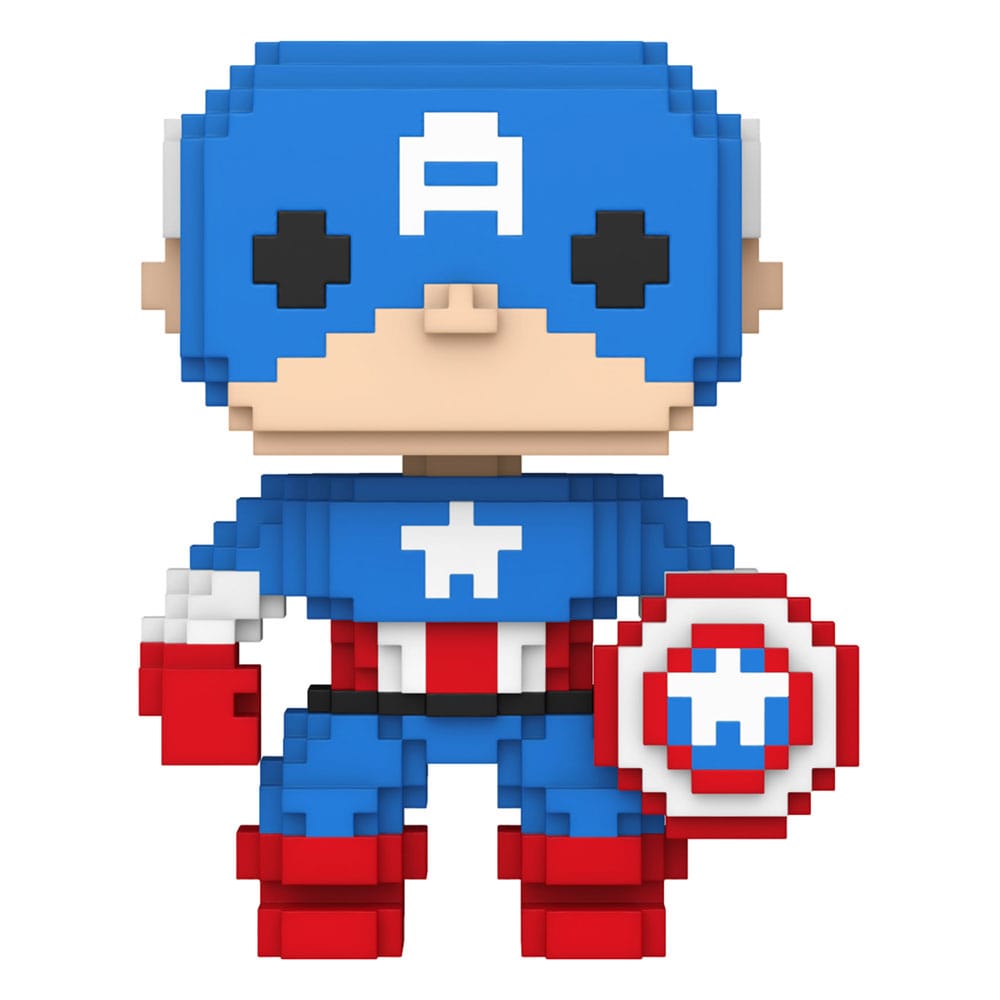 Figurine Funko POP! 8-Bit Captain America Marvel en vinyle, vue de face.