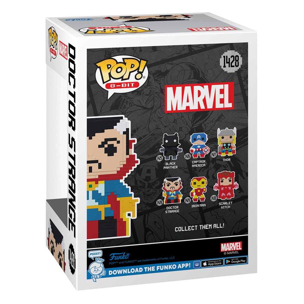 Figurine Dr. Strange 8-Bit Funko POP! de face, style pixelisé