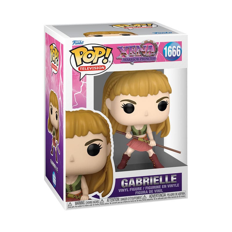 Détail de la figurine Funko POP! Gabrielle avec son bâton, dans sa boîte-fenêtre