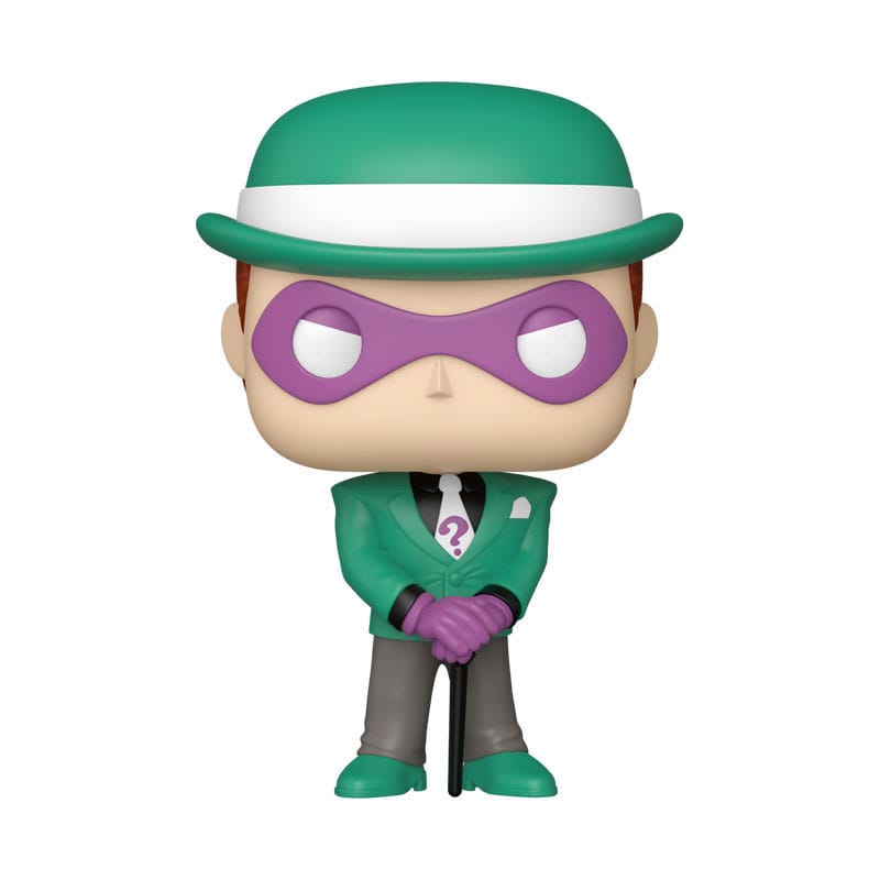 Figurine Funko POP! The Riddler (Le Sphinx) de Batman TAS en vinyle, vue de face dans sa boîte-fenêtre.