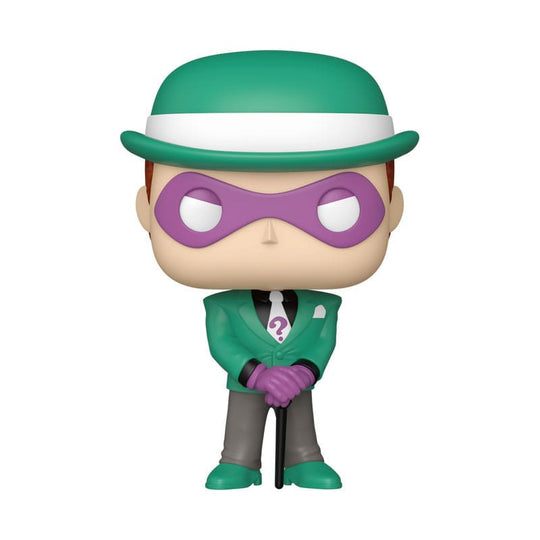 Figurine Funko POP! The Riddler (Le Sphinx) de Batman TAS en vinyle, vue de face dans sa boîte-fenêtre.