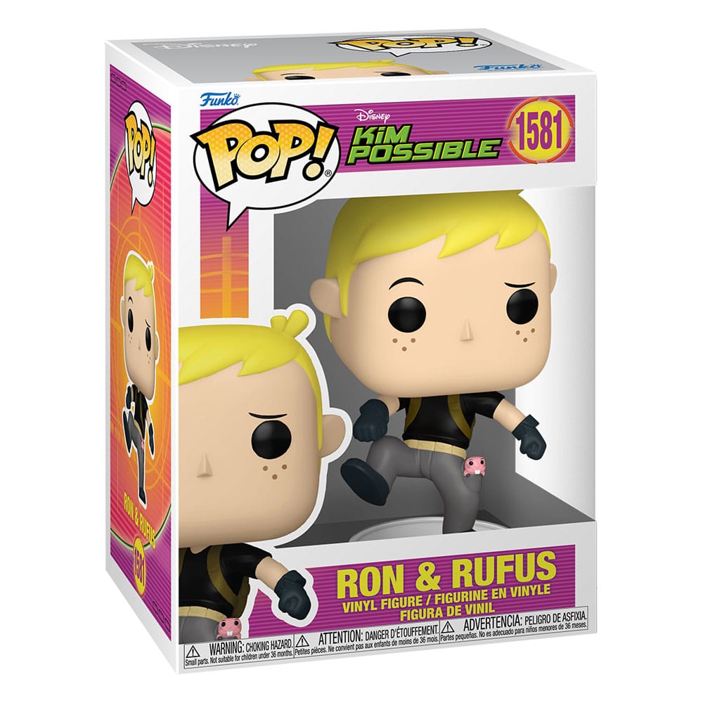 Détail de la figurine Funko POP! Ron Stoppable et Rufus de Kim Possible