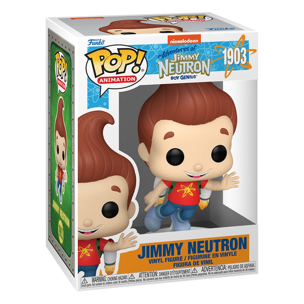 Détail de la figurine Funko POP! Jimmy Neutron hors de sa boîte, montrant les finitions