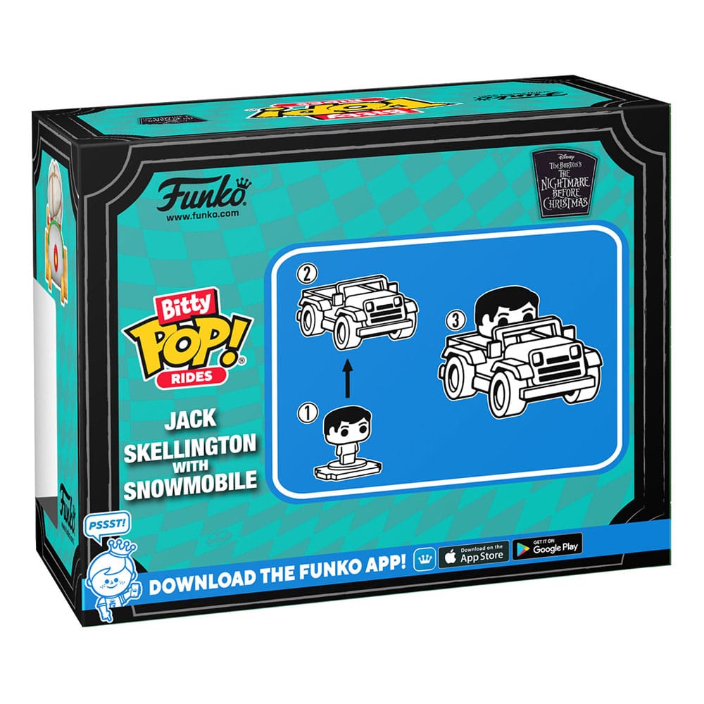 Vue latérale de la figurine Jack Skellington Bitty POP! Rides protégée