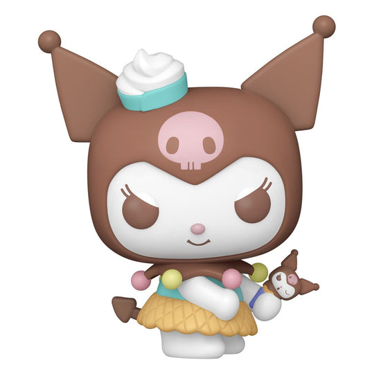 Figurine Funko POP! Sanrio Hello Kitty et Kuromi (IC) de 9 cm en vinyle, vue de face dans sa boîte-fenêtre.