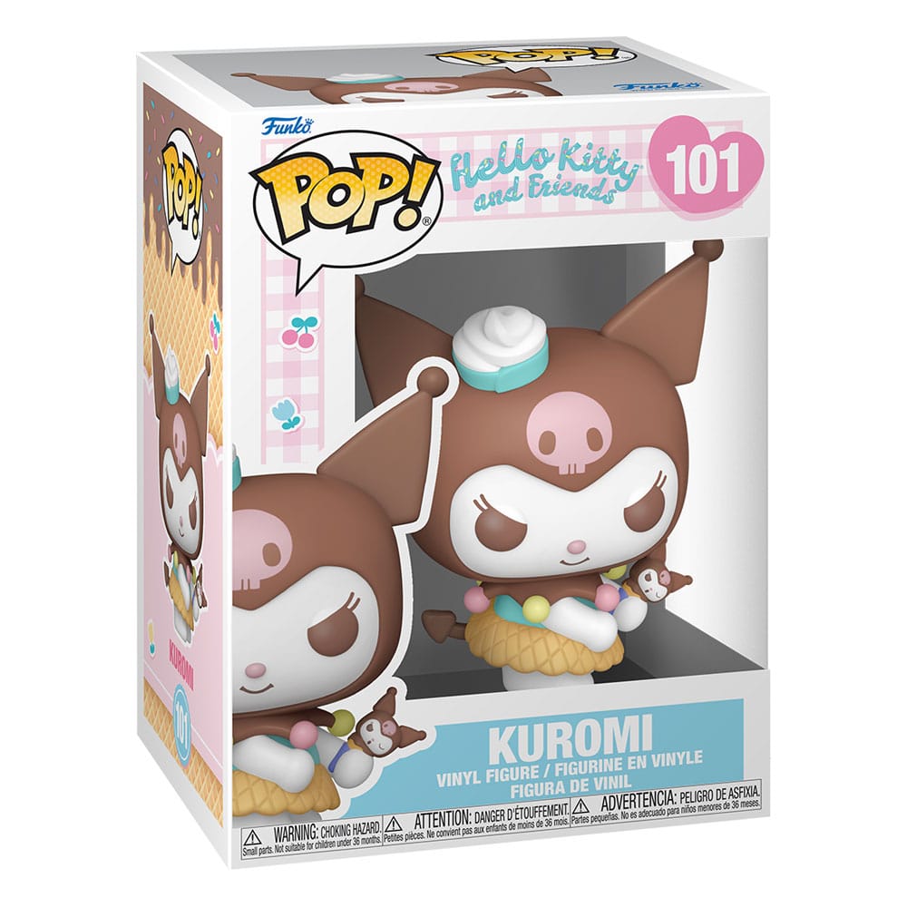 Détail de la figurine Funko POP! Hello Kitty et Kuromi (IC) de 9 cm, montrant les personnages côte à côte.