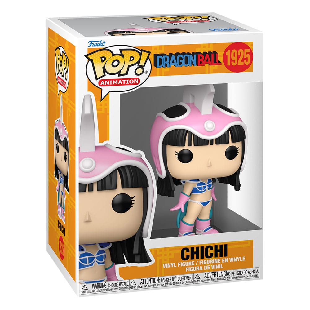 Détail de la figurine Funko POP! Chichi Dragon Ball Z hors de sa boîte, montrant les finitions