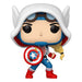 Figurine Funko POP! Marvel Cap-Gwen de 9 cm, présentée dans sa boîte-fenêtre.