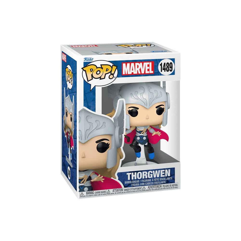 Boîte-fenêtre de la figurine Funko POP! Thorgwen Marvel Comics, avec le personnage visible