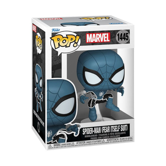 Détail de la figurine Funko POP! Spider-Man Asgardian Armor GITD 9 cm, montrant l'armure et l'effet lumineux.