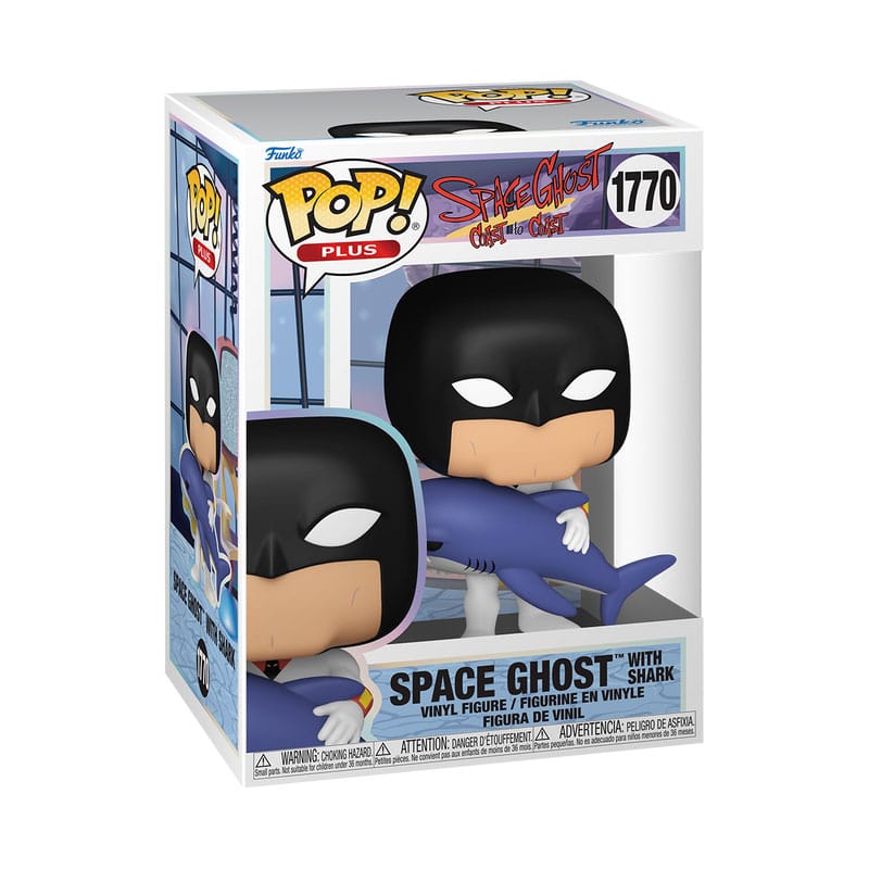 Boîte-fenêtre de la figurine Funko POP! Space Ghost w/OKS montrant le personnage et le logo