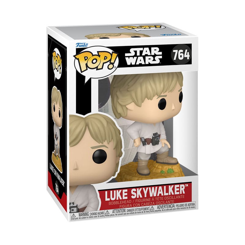 Boîte-fenêtre de la figurine Funko POP! Star Wars Luke Skywalker BS, montrant le personnage et les logos Funko et Star Wars.
