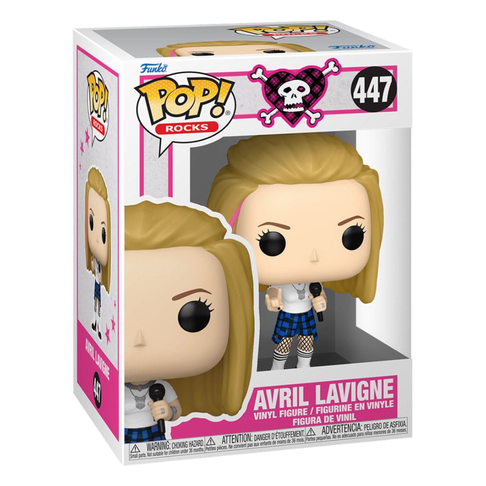Boîte-fenêtre de la figurine Funko POP! Rocks Avril Lavigne 'Girlfriend', montrant la figurine à l'intérieur.