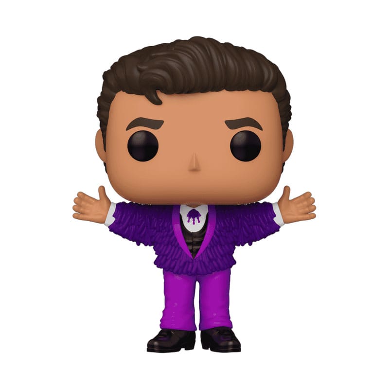 Figurine Funko POP! Rocks Juan Gabriel en tenue violette, vue de face.