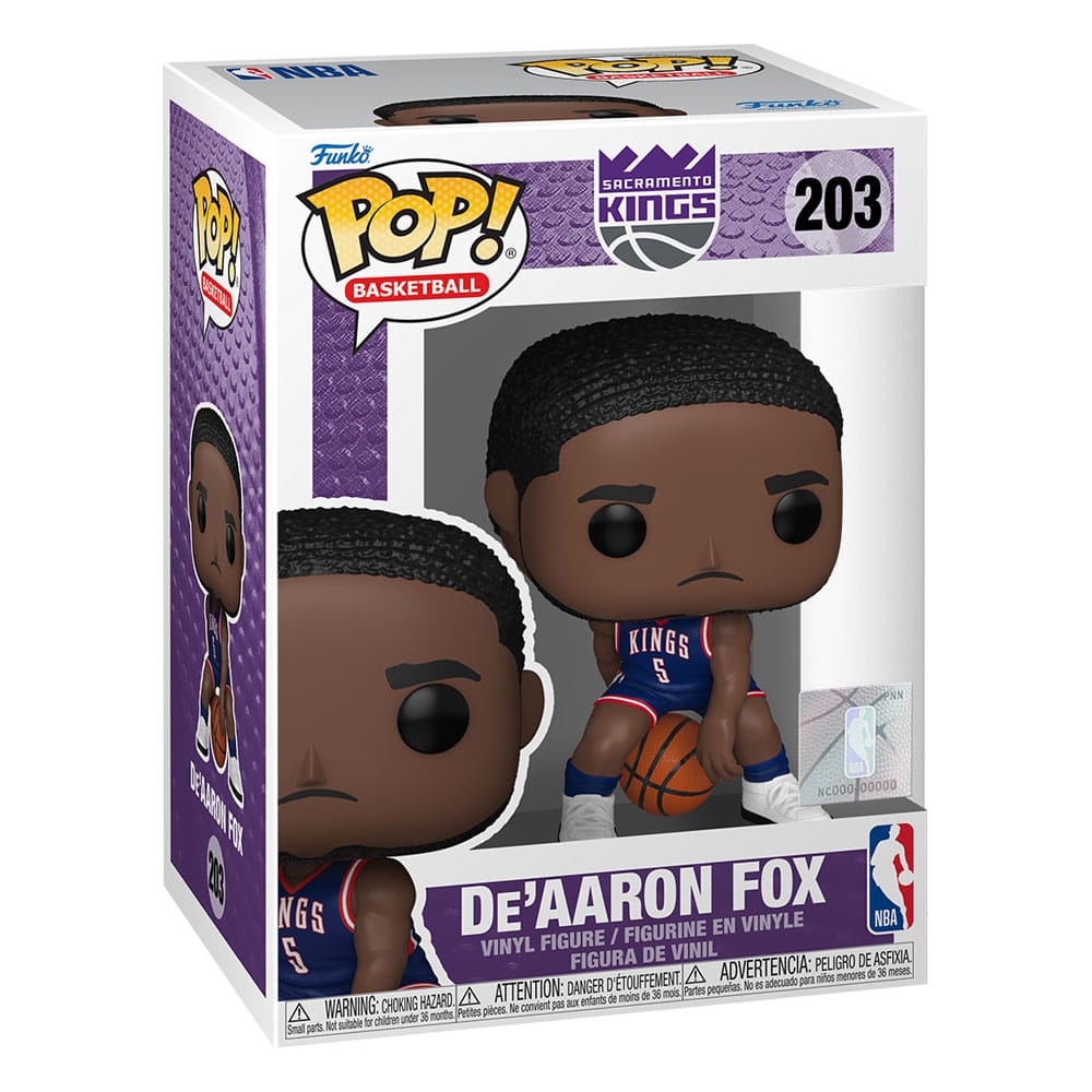 Boîte-fenêtre de la Funko POP NBA De'Aaron Fox avec figurine
