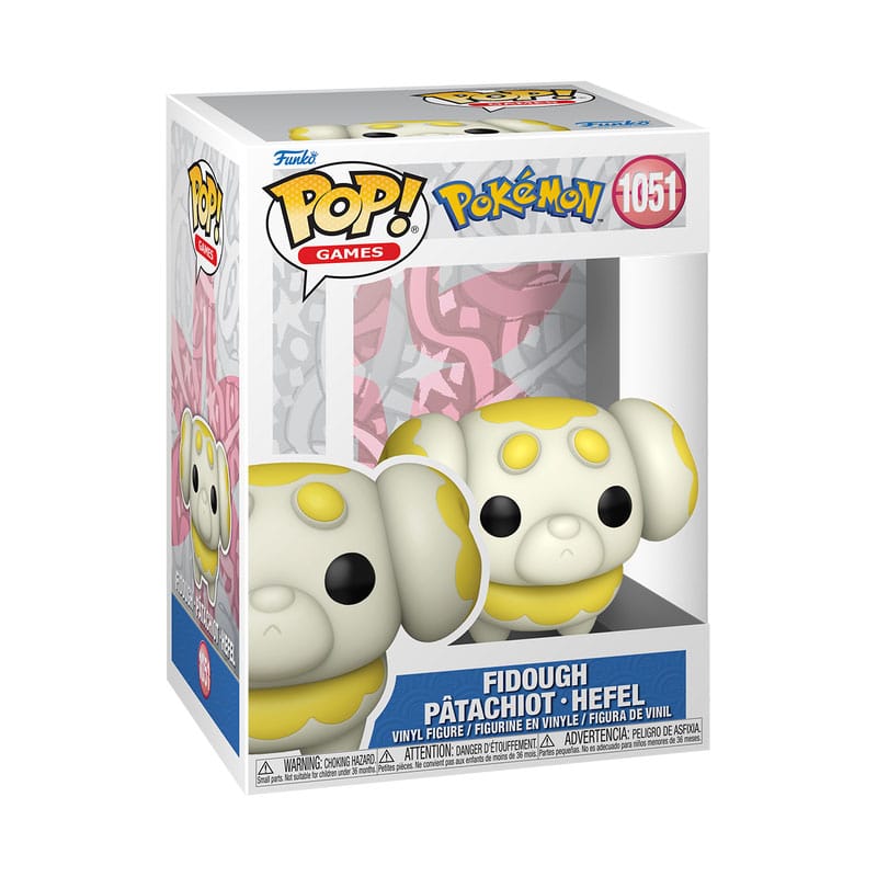 Boîte-fenêtre de la figurine Funko POP Fidough Pokémon, montrant le personnage