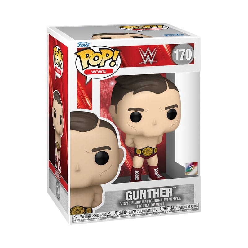 Boîte-fenêtre de la figurine Funko POP! WWE Gunther avec le personnage visible