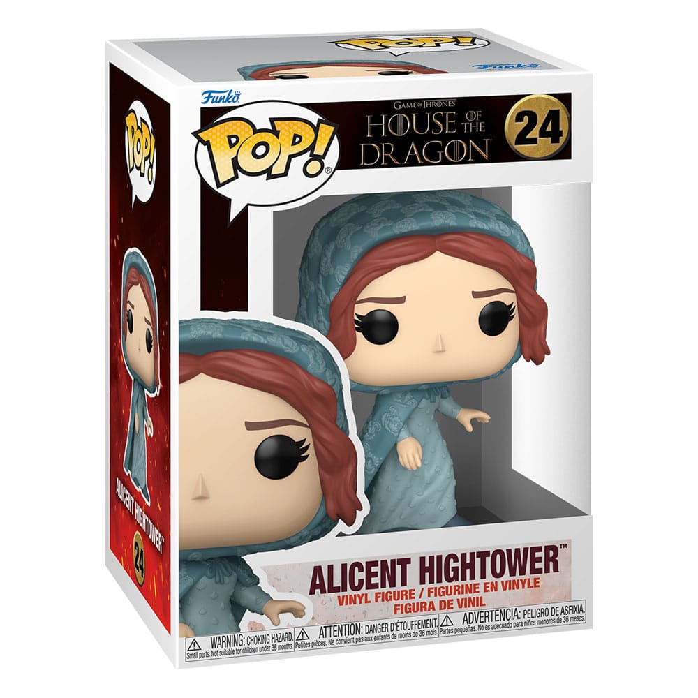 Boîte-fenêtre de la figurine Funko POP! Alicent Hightower, présentant le personnage et le logo House of the Dragon