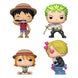 Pack 4 figurines Funko POP One Piece avec présentoir décor