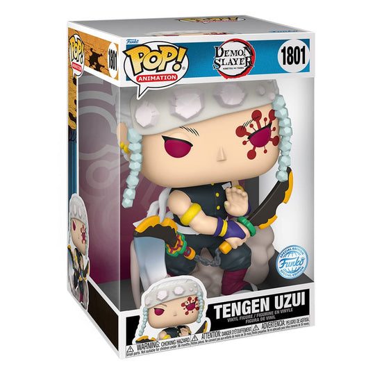 Boîte-fenêtre de la figurine Funko POP! Jumbo Tengen Uzui 25cm Demon Slayer, montrant le packaging