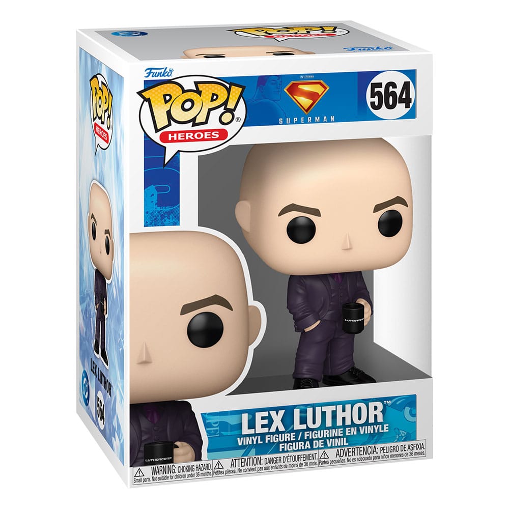 Emballage boîte-fenêtre de la Funko POP! Lex Luthor, montrant la figurine et le logo Superman (2025).