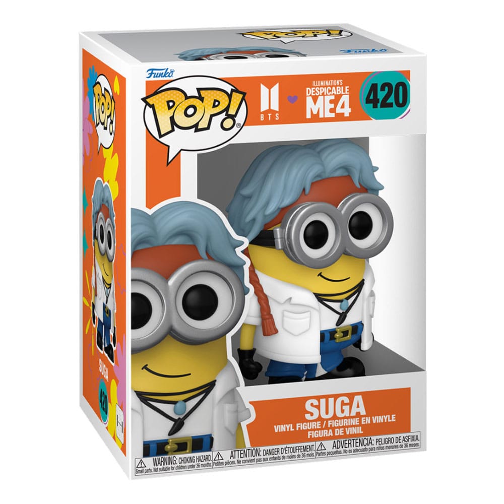 Boîte-fenêtre collector de la figurine Funko POP! Minions x BTS SUGA