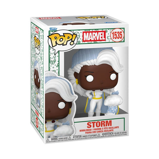Boîte-fenêtre de la figurine Funko POP! Marvel HoliDivas Storm, avec figurine visible