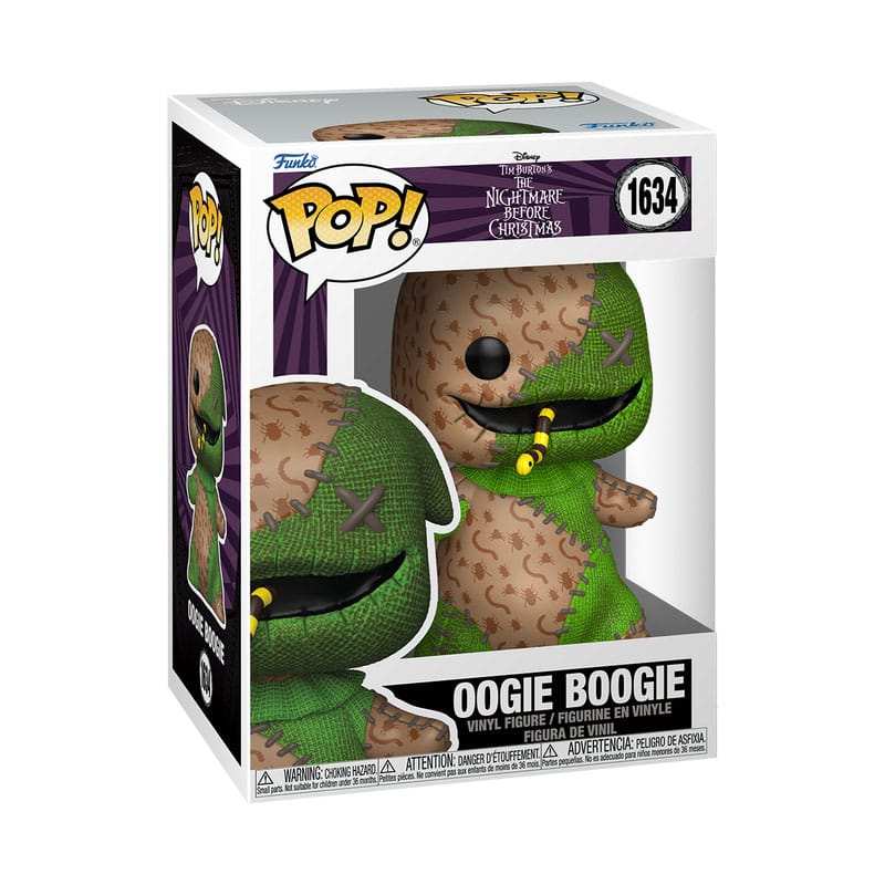 Détail de la figurine Funko POP! Oogie Boogie Patchwork en vinyle, montrant les coutures et le sac