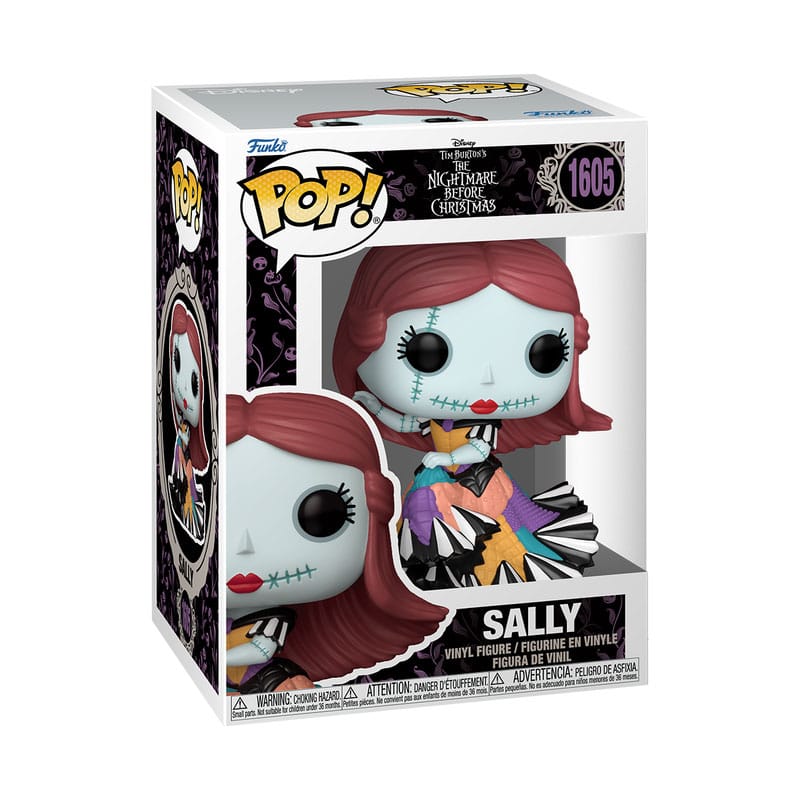 Figurine Funko POP! Sally Couture L'Étrange Noël de Monsieur Jack dans sa boîte-fenêtre, vue détaillée.
