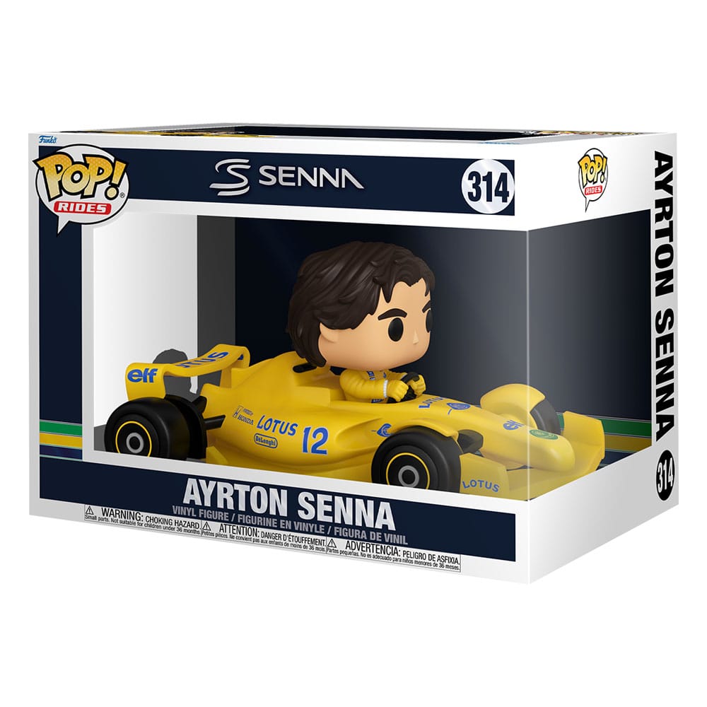 Détail de la figurine Funko POP! Rides Ayrton Senna au volant de sa McLaren F1