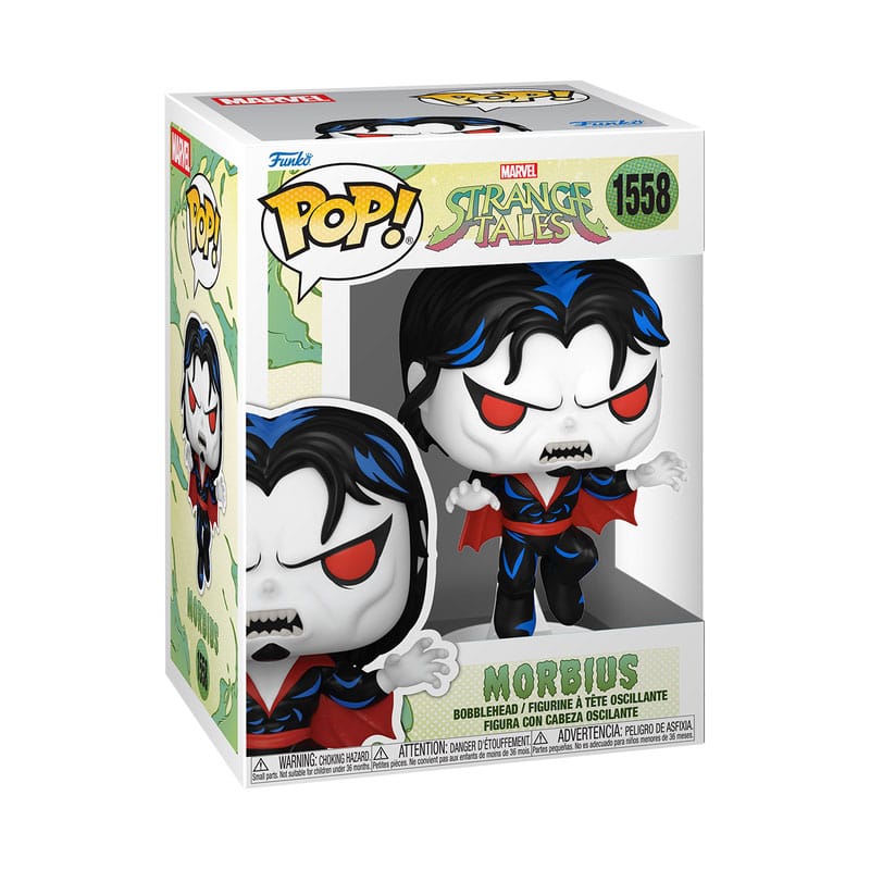 Boîte-fenêtre de la figurine Funko POP! Morbius Marvel, vue de face