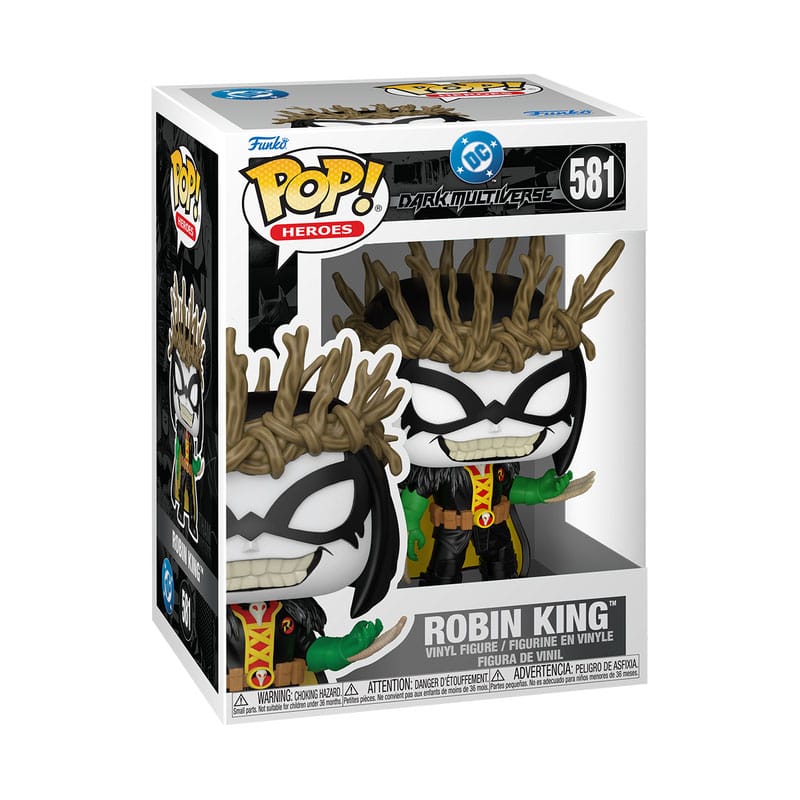 Boîte-fenêtre de la figurine Funko POP! Robin King, montrant le personnage et le logo DC Dark Multiverse.