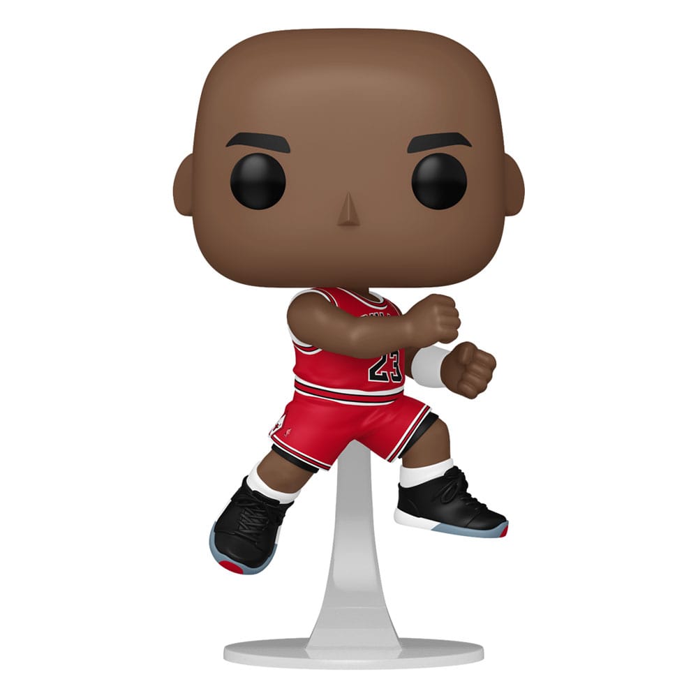 Figurine Funko POP! Michael Jordan 'The Shot' ('89) en pleine action, vue de face dans sa boîte-fenêtre.