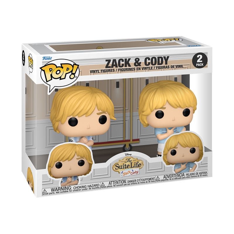 Gros plan sur les figurines Funko POP! Zack et Cody de la série La Vie de Palace