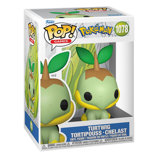 Boîte-fenêtre de la figurine Funko POP! Pokémon Turtwig avec le personnage à l'intérieur