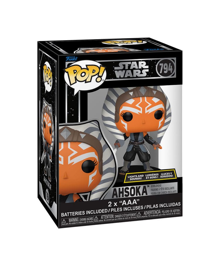 Boîte-fenêtre de la figurine Funko POP! Star Wars Ahsoka Tano Super Sized, avec la figurine visible