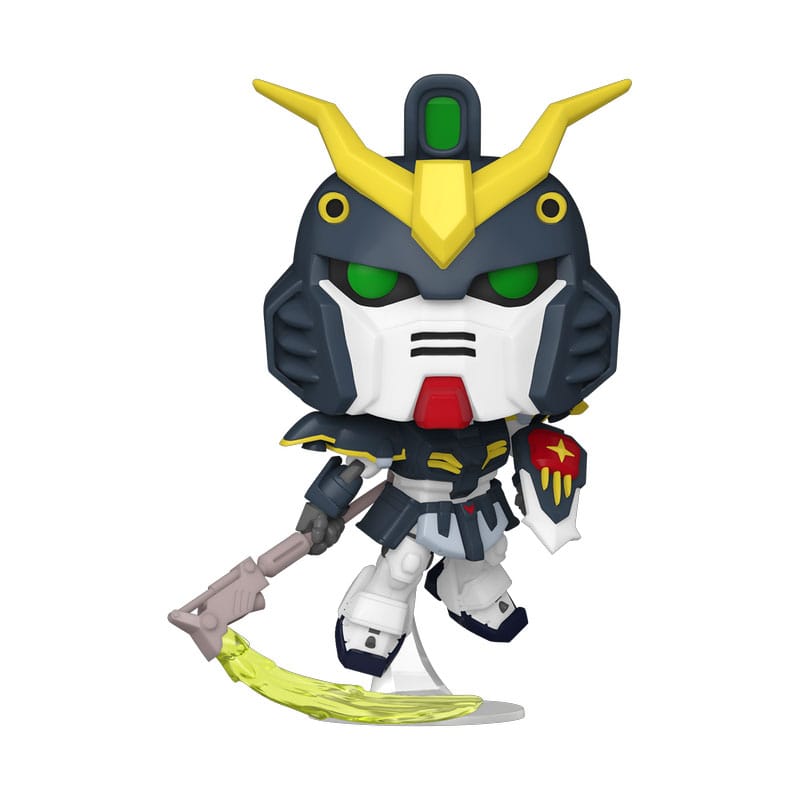 Figurine Funko POP! Gundam Deathscythe en vinyle de 9 cm, vue de face, avec ses ailes de chauve-souris et sa faux emblématique.