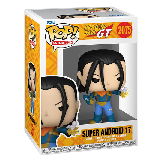 Boîte-fenêtre de la figurine Funko POP! Super Android 17 Dragon Ball GT, avec la figurine visible.