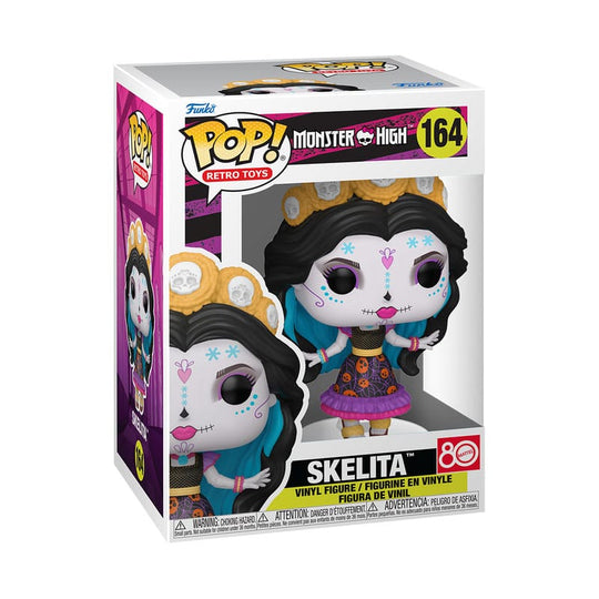 Détail de la figurine Funko POP! Skelita Calaveras Monster High, hors de sa boîte, montrant les finitions.