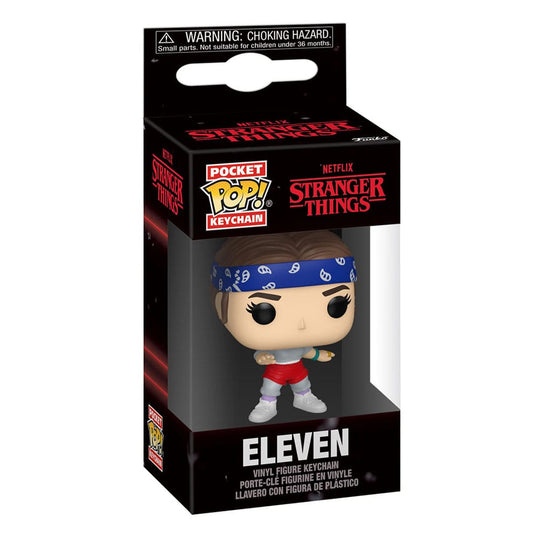 Gros plan d'un porte-clés Funko Pocket POP! Eleven with Bandana de Stranger Things