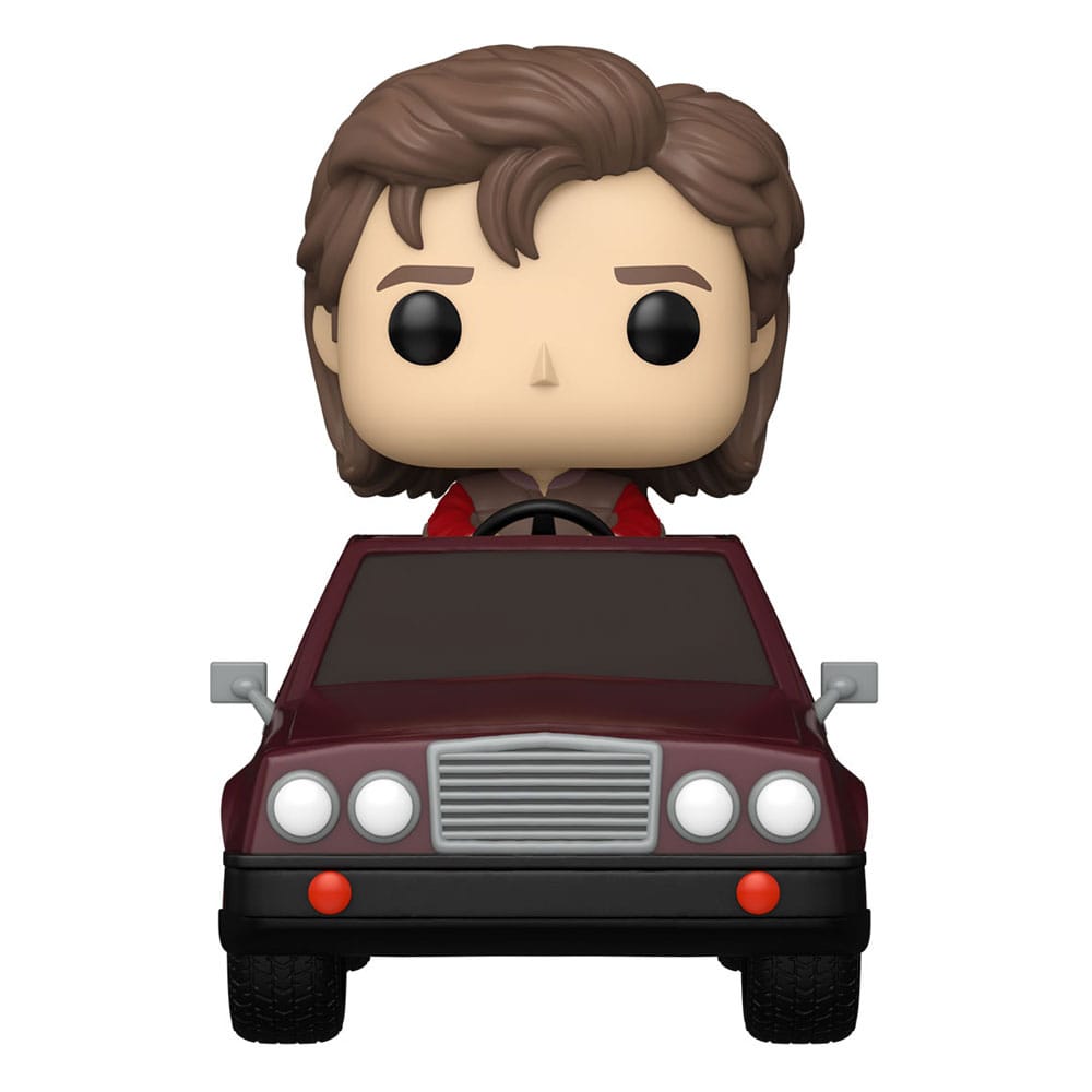 Figurine Funko POP! Rides Stranger Things Steve Harrington avec son véhicule, vue de face.