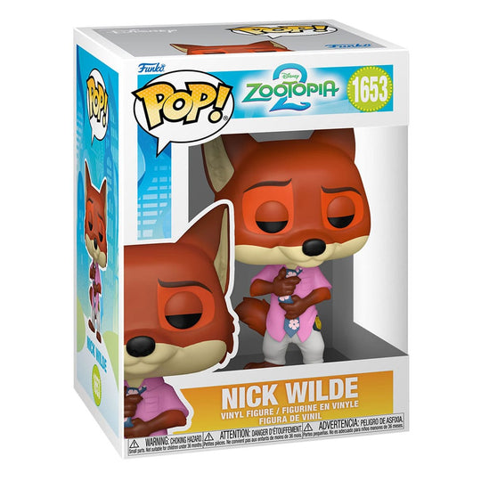 Boîte-fenêtre de la figurine Funko POP! Nick Wilde Zootopie 2, avec le personnage visible