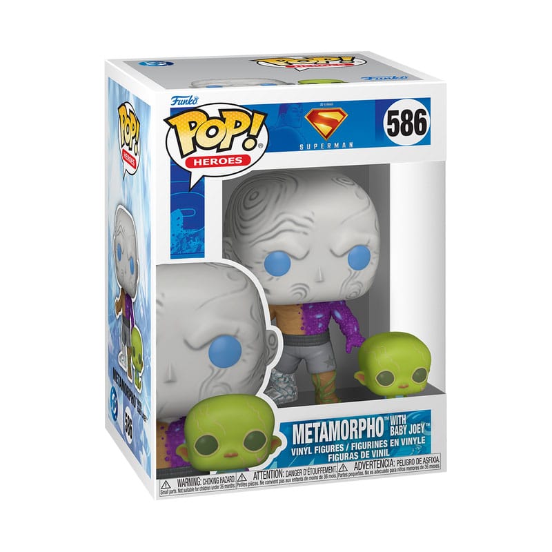 Boîte-fenêtre de la figurine Funko POP! Superman (2025) Metamorpho & Baby Joey, affichant le produit.