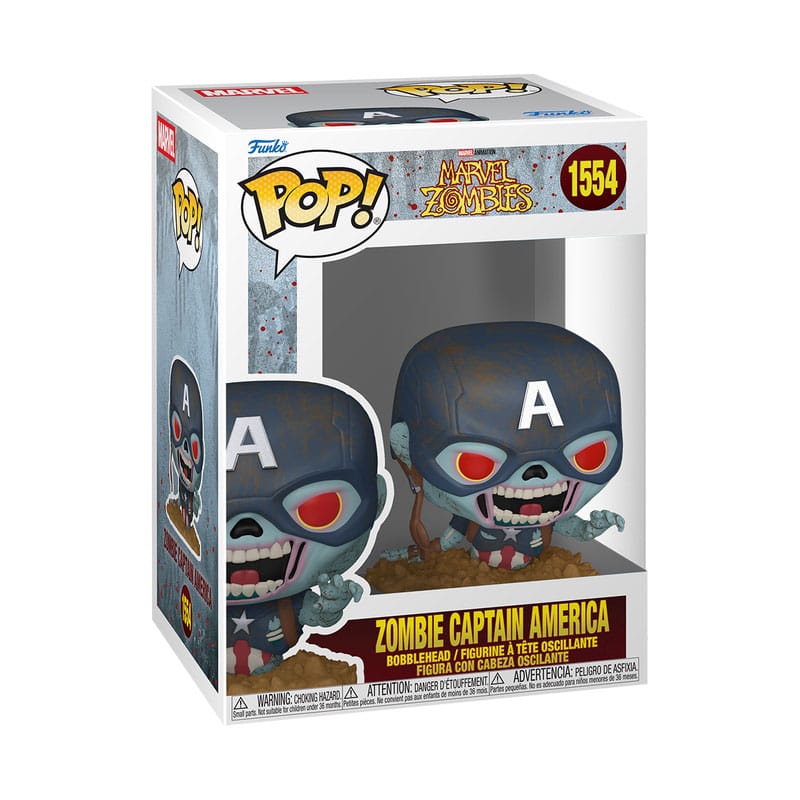 Détail de la figurine Funko POP! Captain America zombie 9 cm