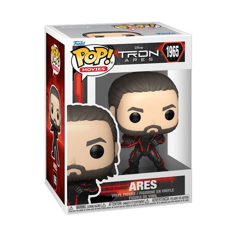 Boîte-fenêtre de la figurine Funko POP! Tron: Ares, présentant le personnage et le logo