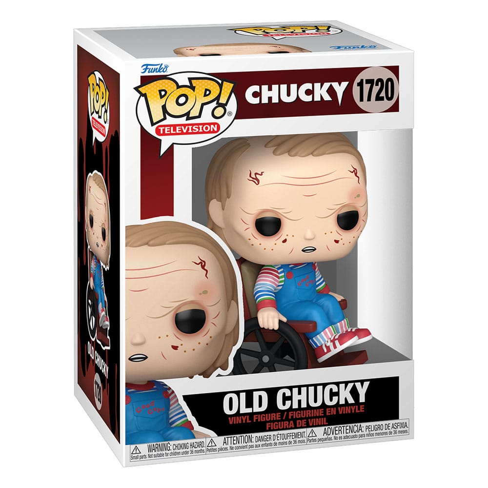 Vue détaillée de la figurine Funko POP! Chucky Ancien hors de sa boîte